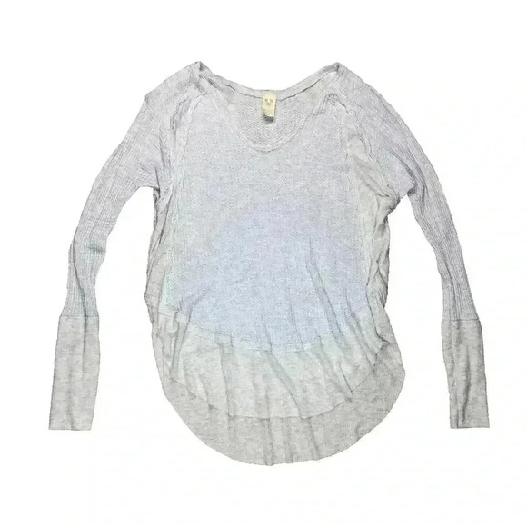 We The Free Thermal Long Sleeve Top Boho V Neck Top Catalina Blue Color Sz S - Picture 2 of 8
